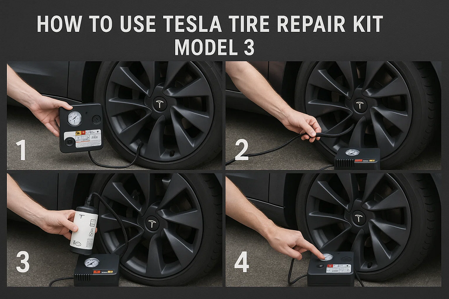 how to use tesla tire repair kit model 3